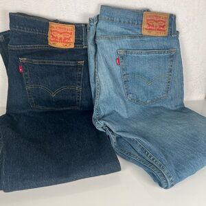 2 pairs of Levi's 505 Blue Straight Jeans Classic Indigo size W36 L34